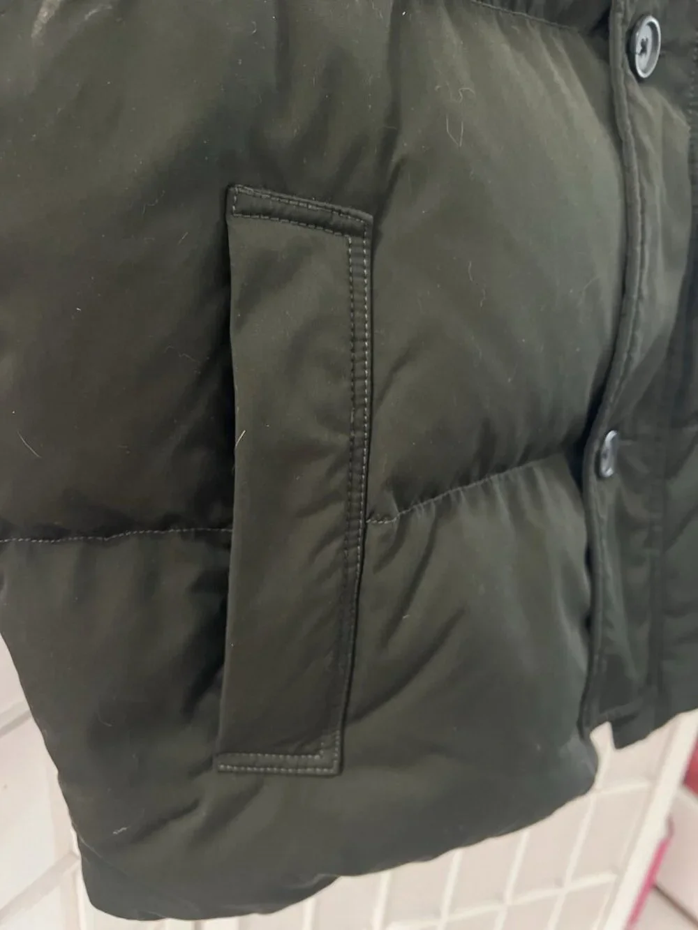 Banana Republic Goose Down Puffer Vest Men's LG Green Full Zip Button Front